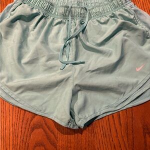 Nike Women’s Mint Green Athletic Shorts with Pink Swoosh